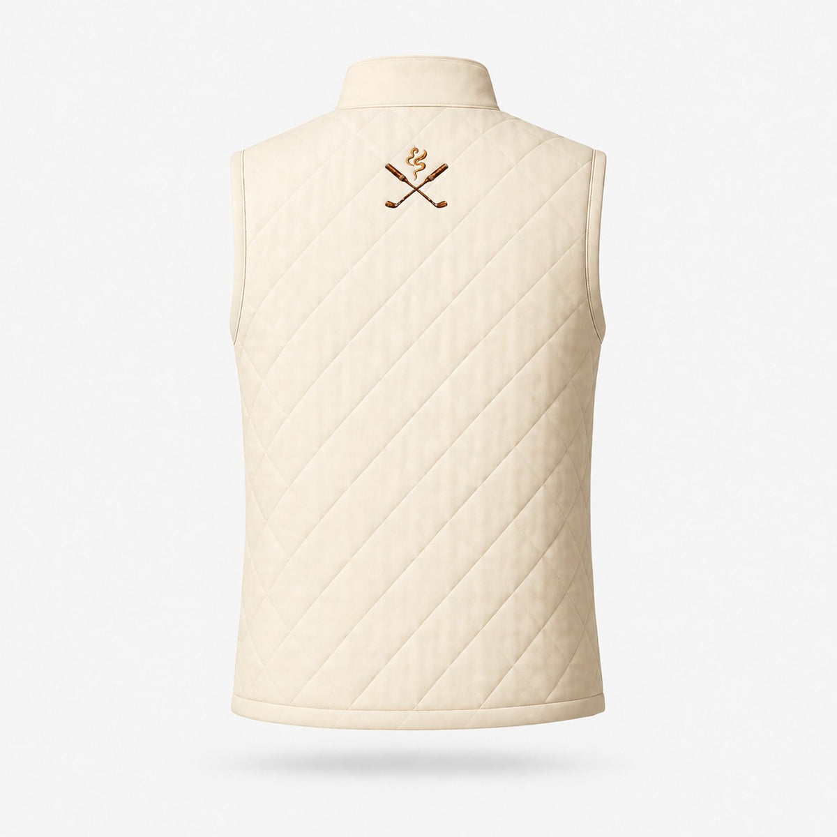 Cigar Golf back nine vest cream back crossed clubs