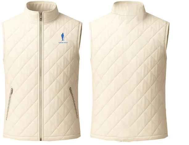 Cigar Golf back nine vest cream blue logo front back