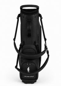 All Black golf bag with White logo - front