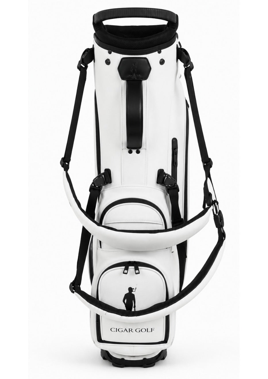White golf bag with Black accent - front