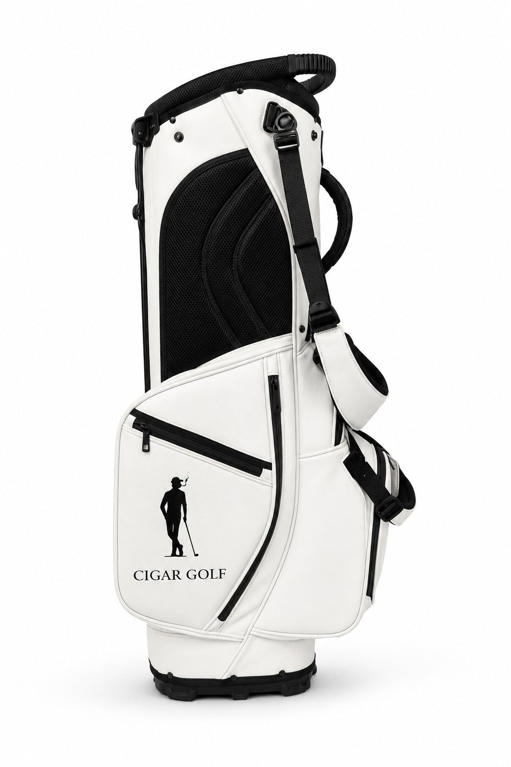 White golf bag with Black accent - side