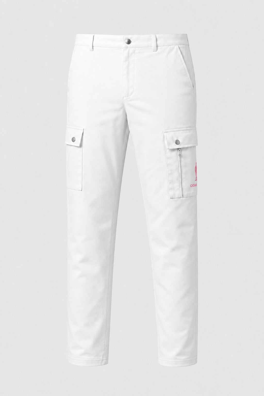 Cigar Golf cargo pant white pink logo front