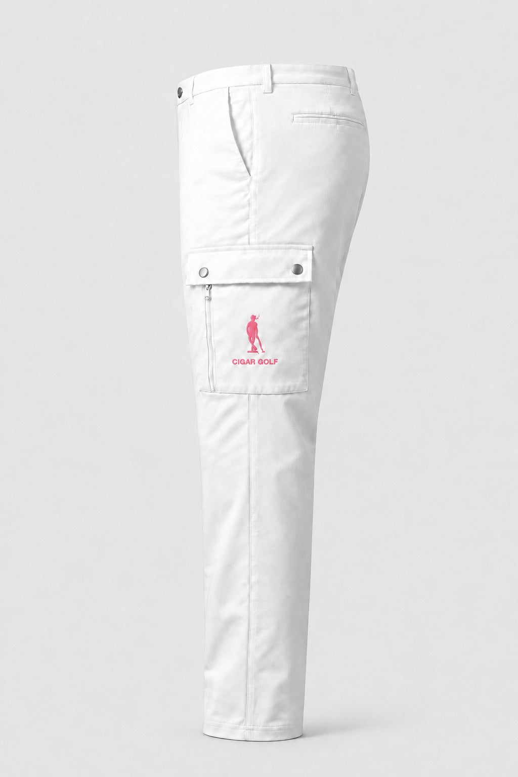 Cigar Golf cargo pant white pink logo side