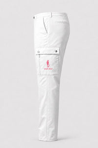 Cigar Golf cargo pant white pink logo side
