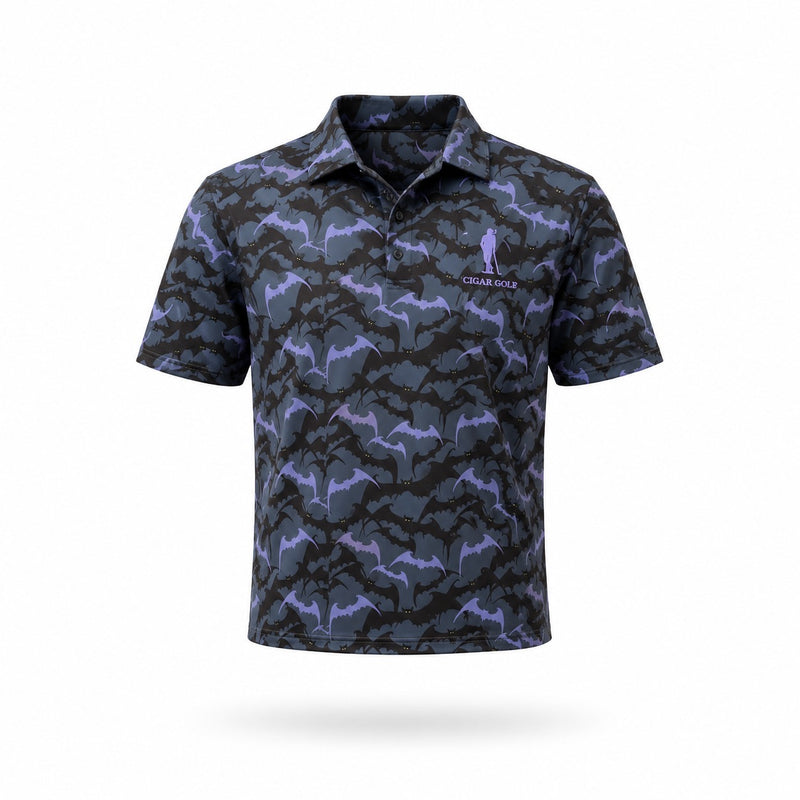 The Last Light Polo, bat print, front