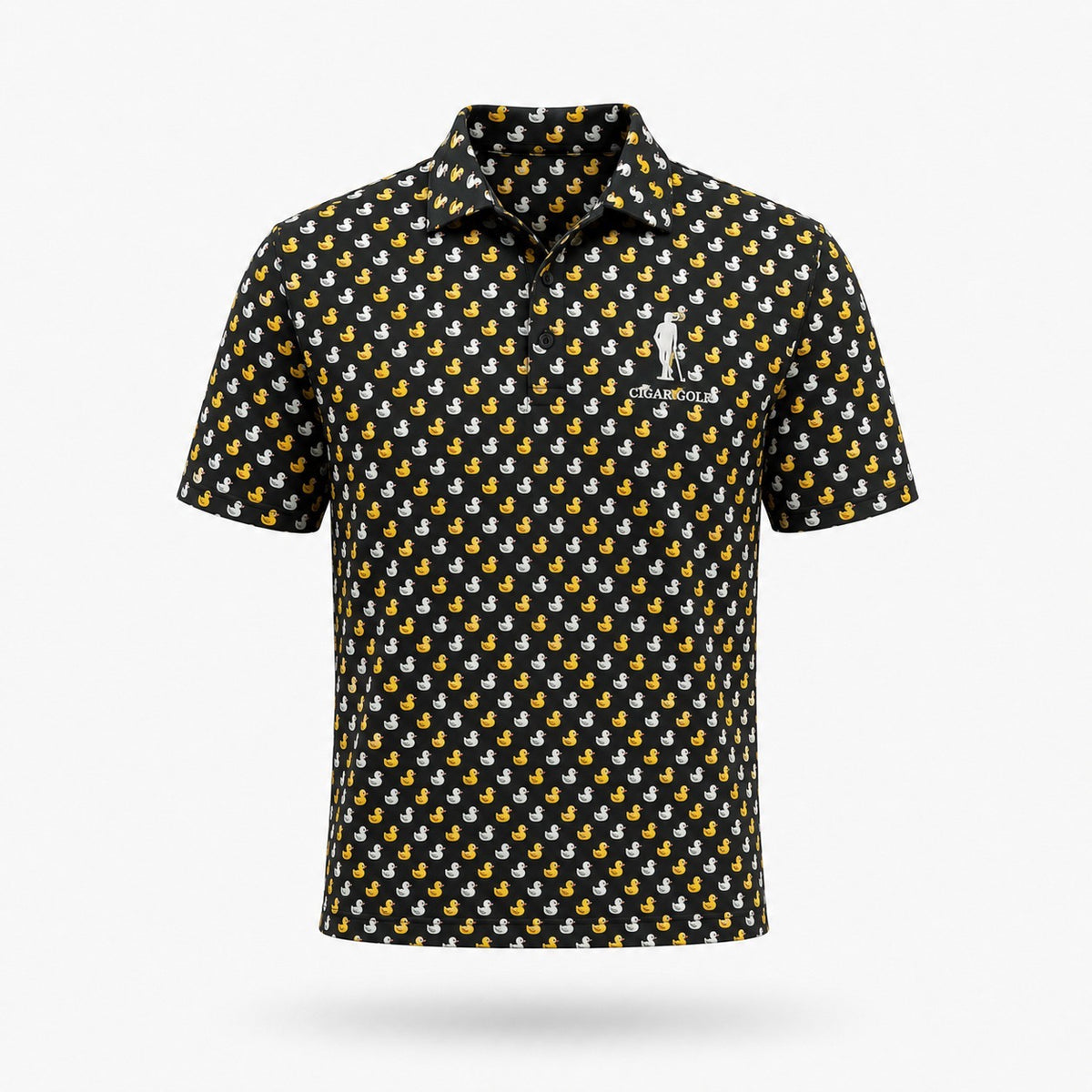 The Duck Hook Polo, rubber duck print, front