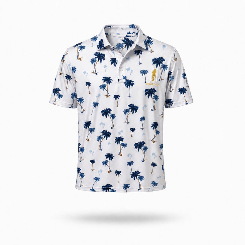 The Island Polo, palm print, front