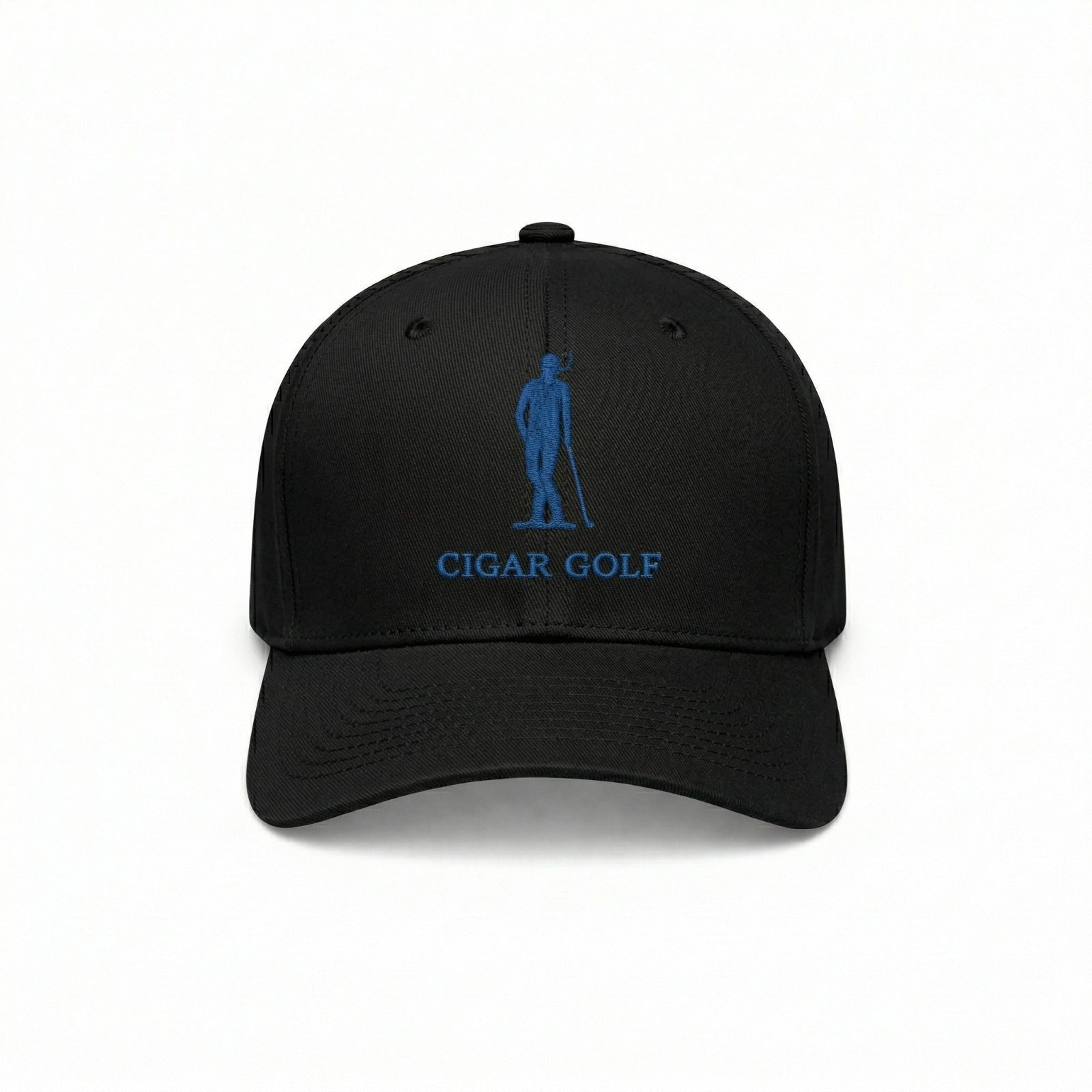 Black hat with Royal Blue logo