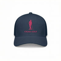 Navy hat with Pink logo
