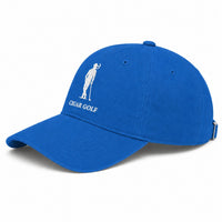 Blue hat with White logo - diagonal