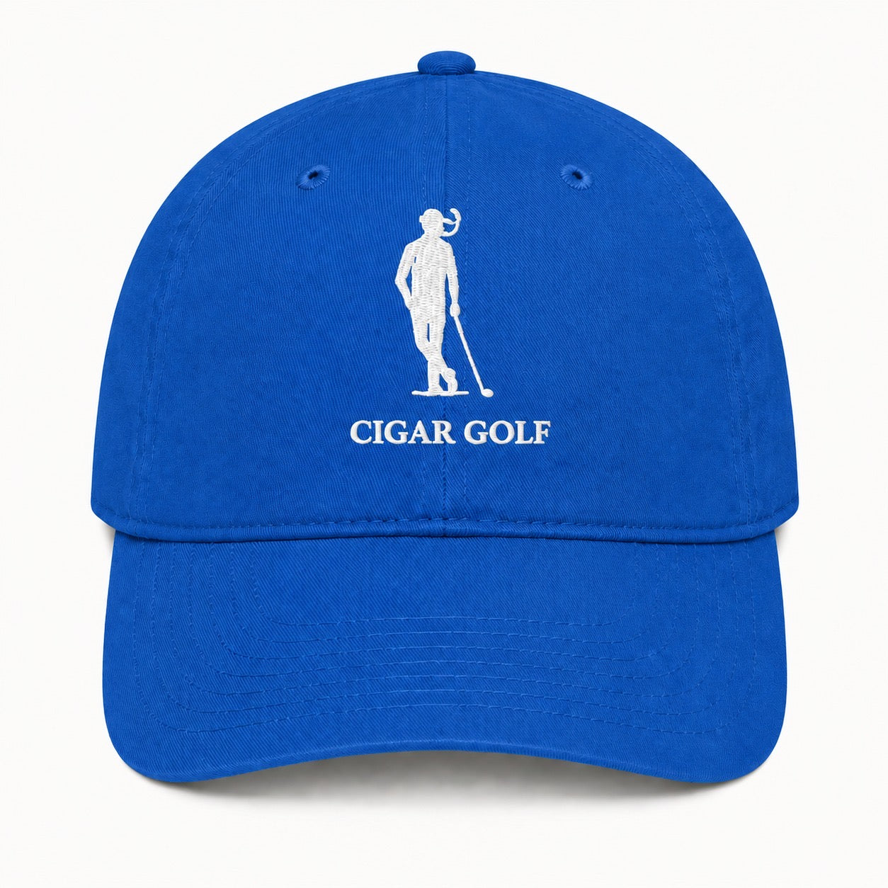 Blue hat with White logo - front