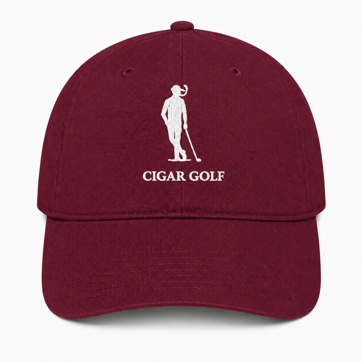 Burgundy hat with White logo - front