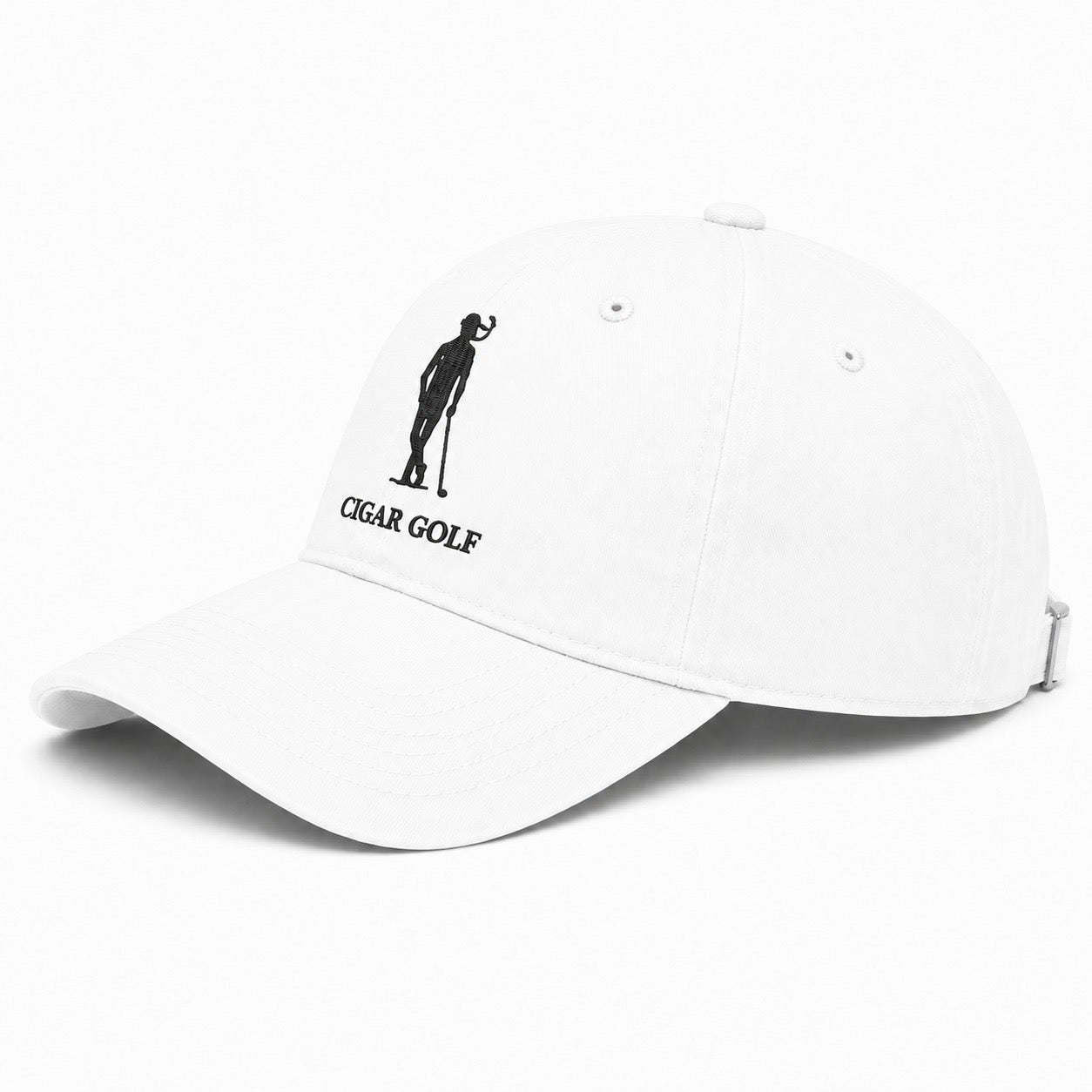 White hat with Black logo - diagonal