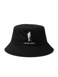Black bucket hat with White logo - front