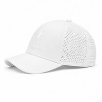 White perforated hat with White logo - diagonal