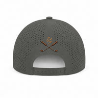 Grey perforated hat with White logo - back