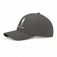 Grey perforated hat with White logo - diagonal
