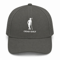 Grey perforated hat with White logo - front