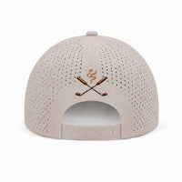 Sand Grey perforated hat with Blue logo - back