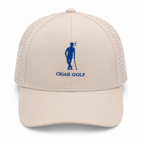 Sand Grey perforated hat with Blue logo - front