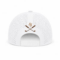 White perforated hat with White logo - back