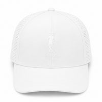White perforated hat with White logo - front