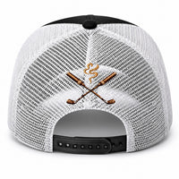 Black trucker hat with White perforation - back