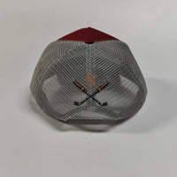 Burgundy trucker hat with Grey perforation - back