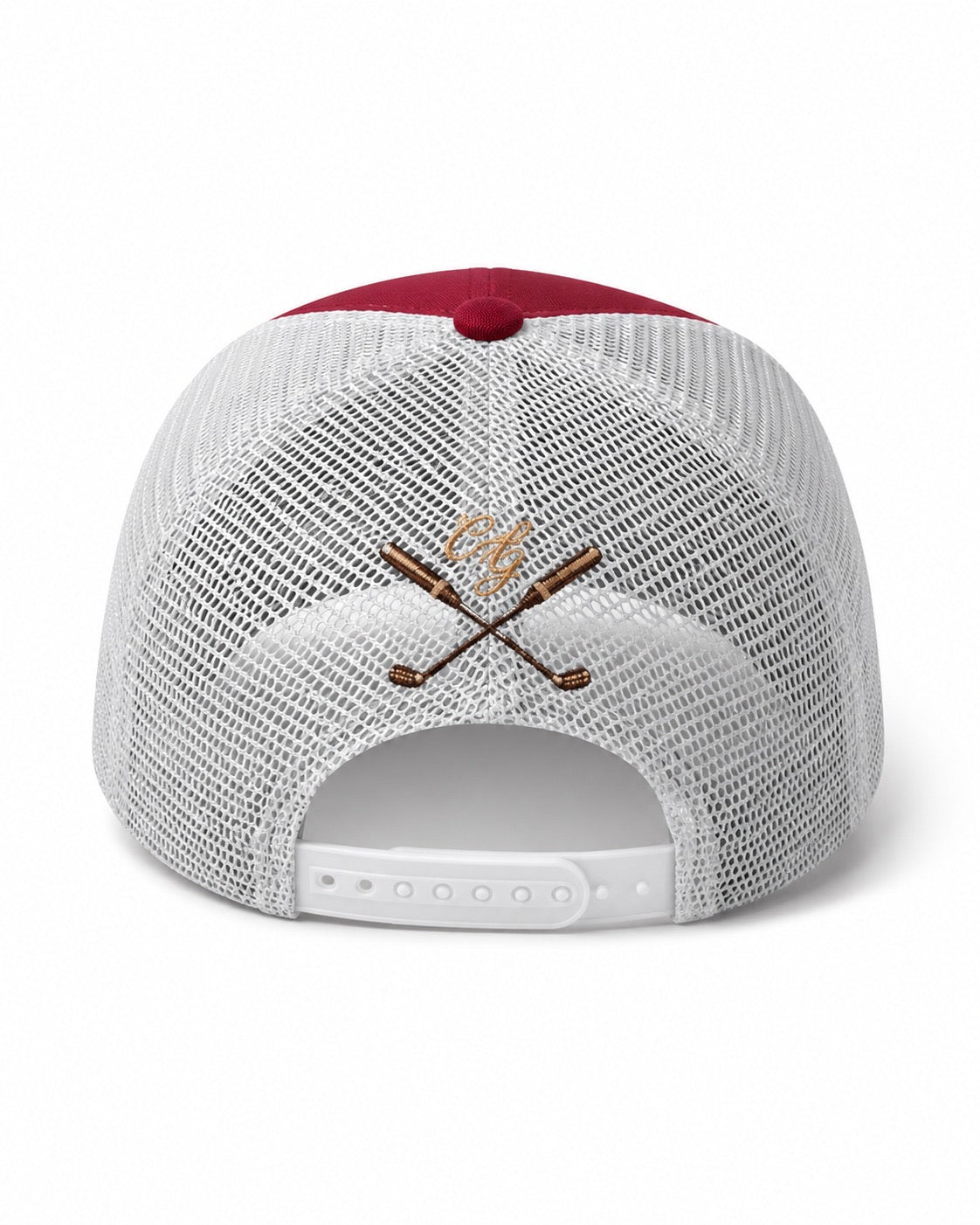 Burgundy trucker hat with White perforation - back (alt colorway)