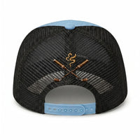 Light Blue trucker hat with Black perforation - back