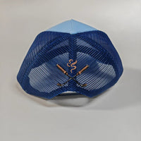 Light Blue trucker hat with Blue perforation - back (alt colorway)