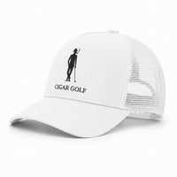 White trucker hat with Black logo and White perforation - diagonal