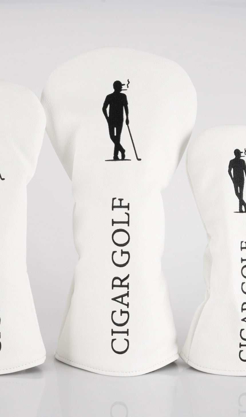 Cigar Golf Driver Headcover — white with black logo silhouette