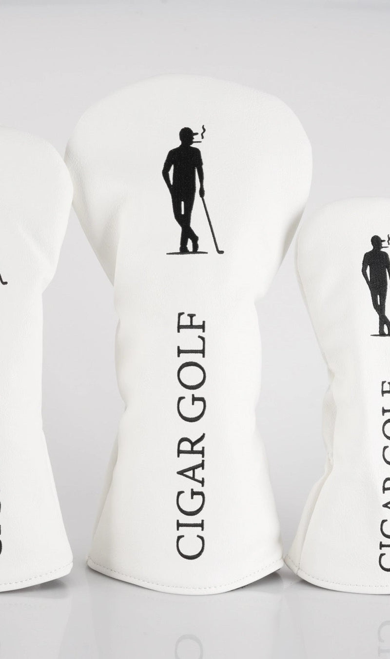 Cigar Golf Driver Headcover — white with black logo silhouette
