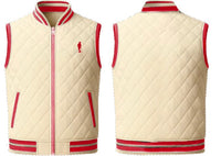 Cigar Golf letterman vest cream red trim front back