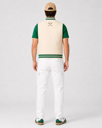 Cigar Golf letterman vest green trim model back