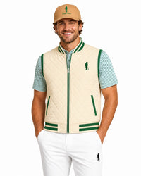 Cigar Golf letterman vest green trim model front
