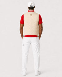 Cigar Golf letterman vest red trim model back