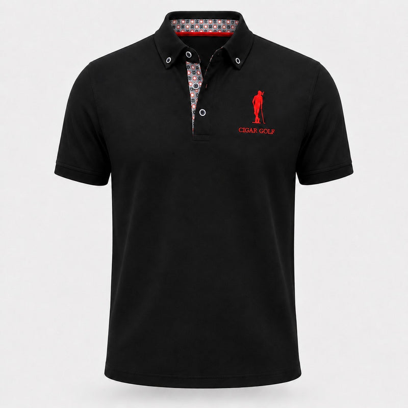 Inside Pattern Black polo — front