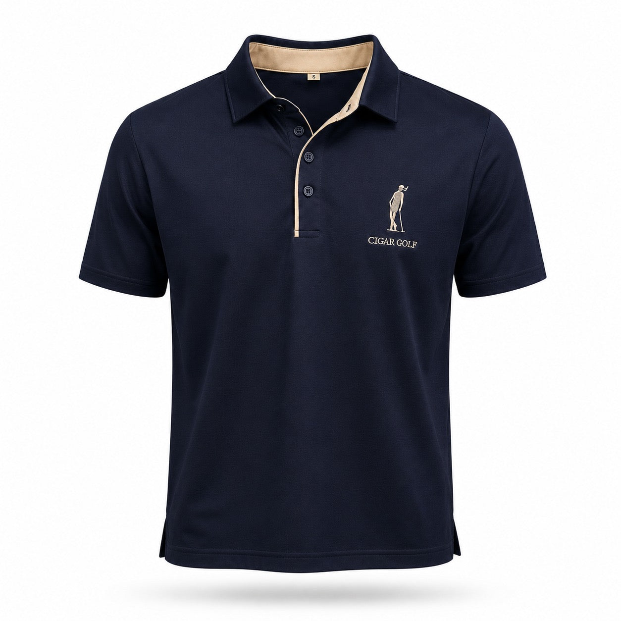 Two-Color Navy polo — front
