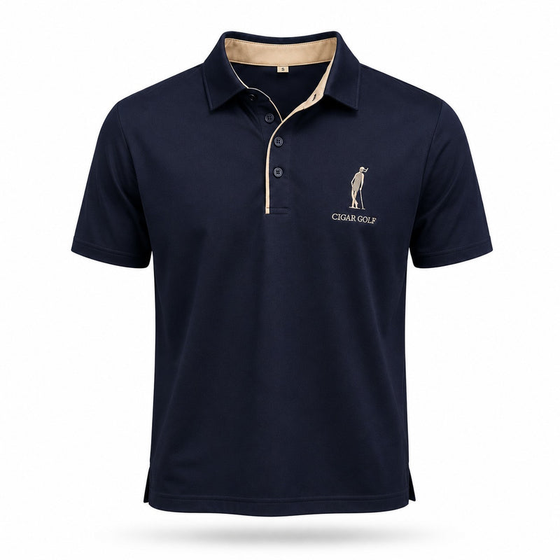 Two-Color Navy polo — front