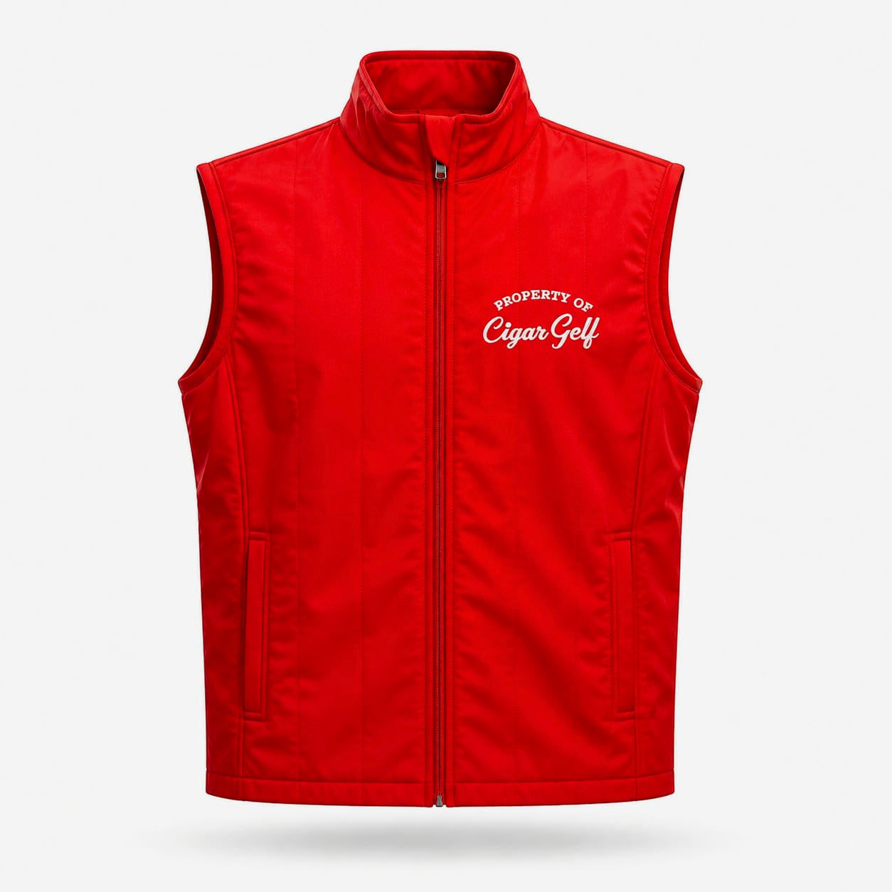 Cigar Golf property vest red flat front