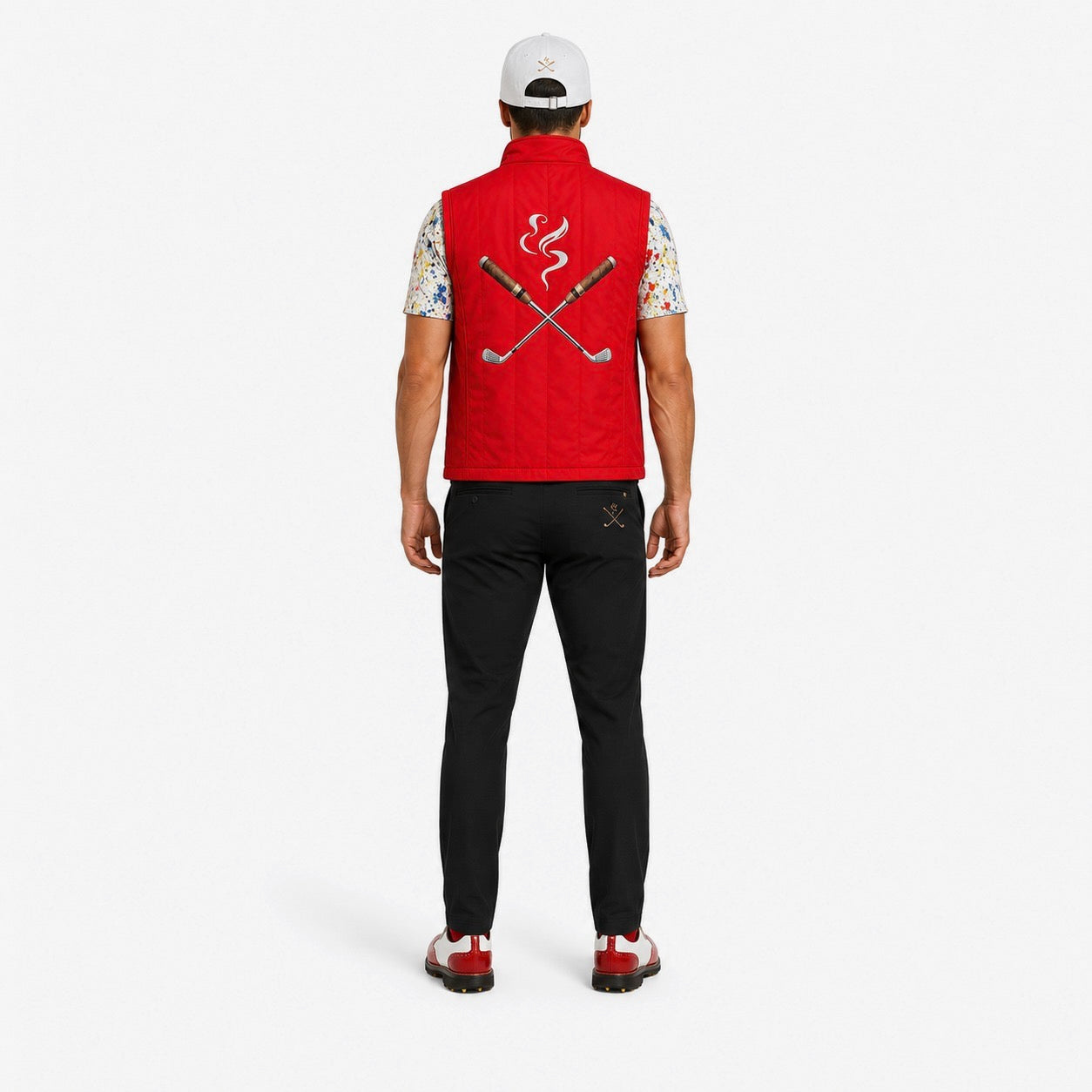 Cigar Golf property vest red model back