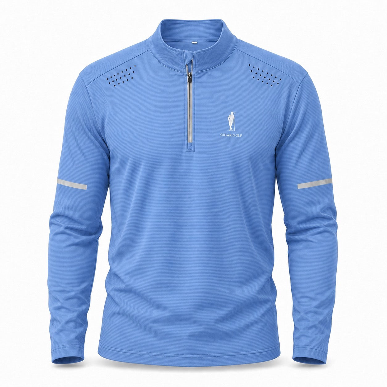 Cigar Golf quarter zip light blue front