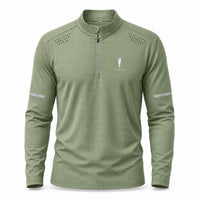 Cigar Golf quarter zip sage green front