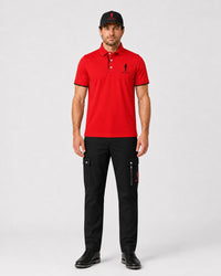 Cigar Golf red polo black cargo look front