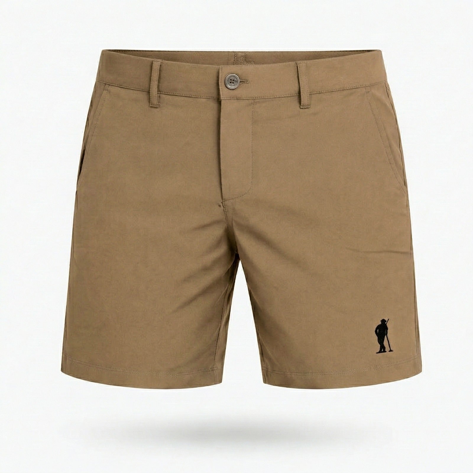 Tan with Black Logo shorts - front