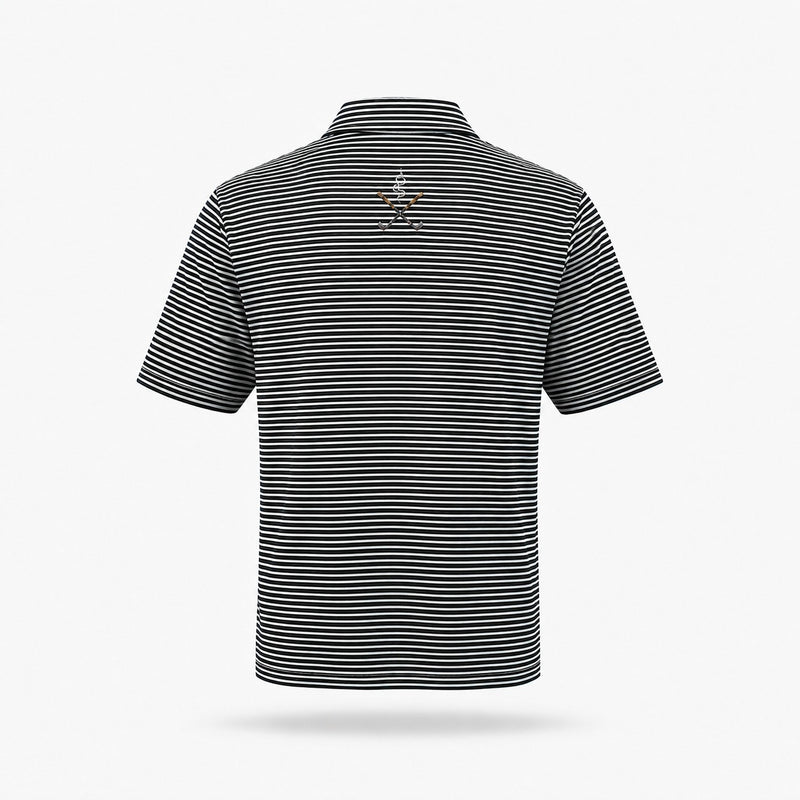 The Cinder Polo, black white stripe, side