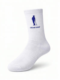 White socks with Blue logo