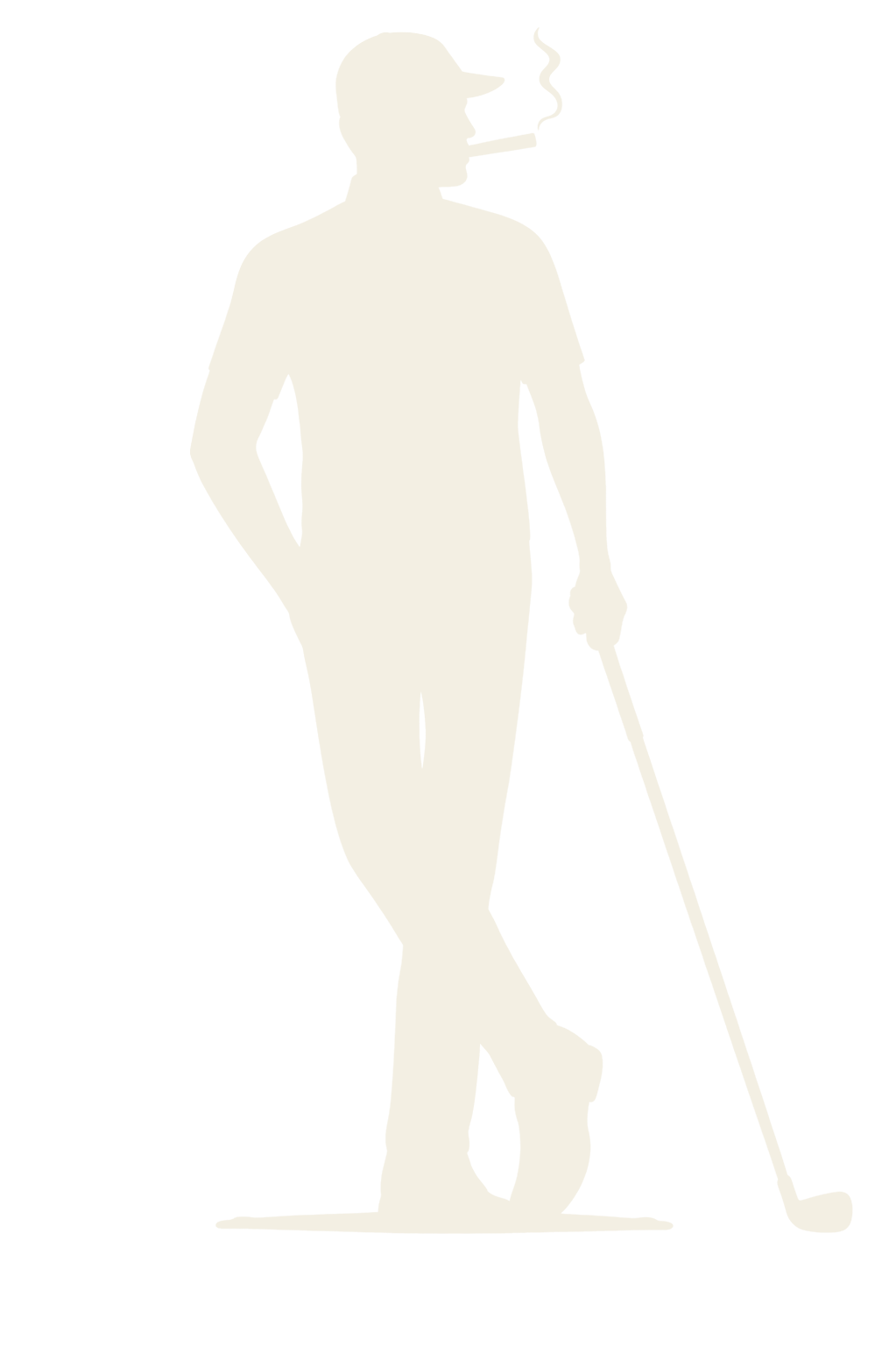 Cigar Golf chest mark — a lone player leaning on his club with a lit cigar